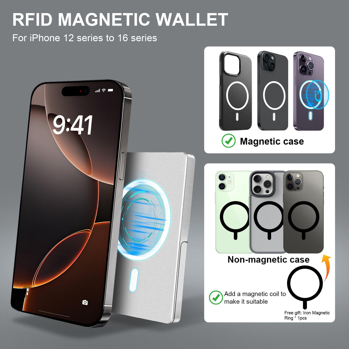 MagSafe Aluminum Wallet Stand | RFID Card Holder