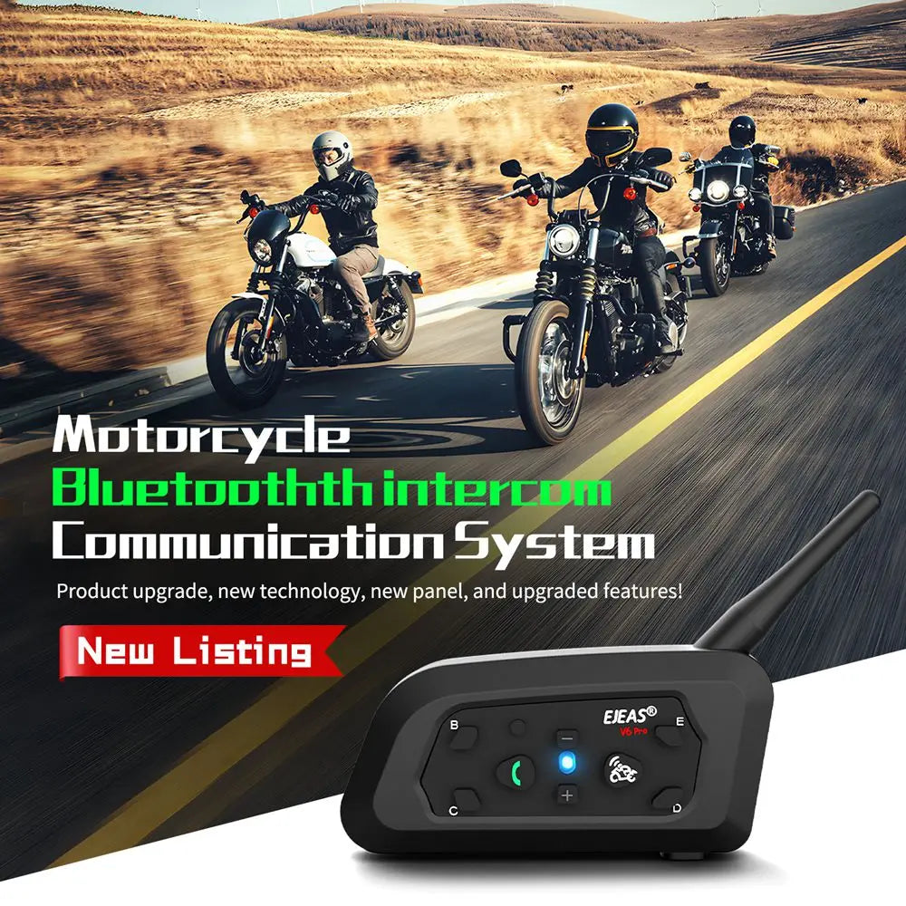 EJEAS V6 Pro+ Motorcycle Helmet Intercom | Up to 800m | 6 Riders