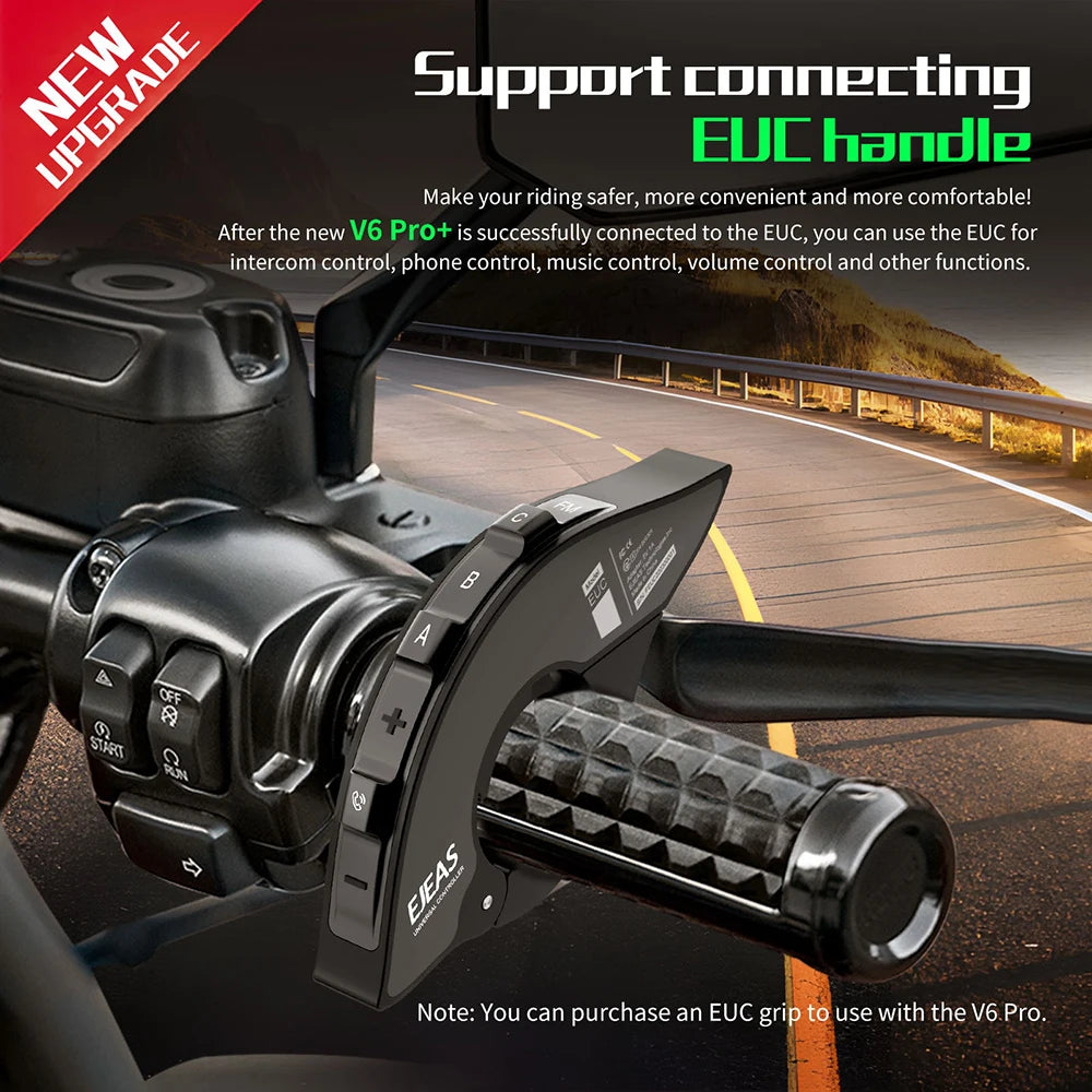 EJEAS V6 Pro+ Motorcycle Helmet Intercom | Up to 800m | 6 Riders